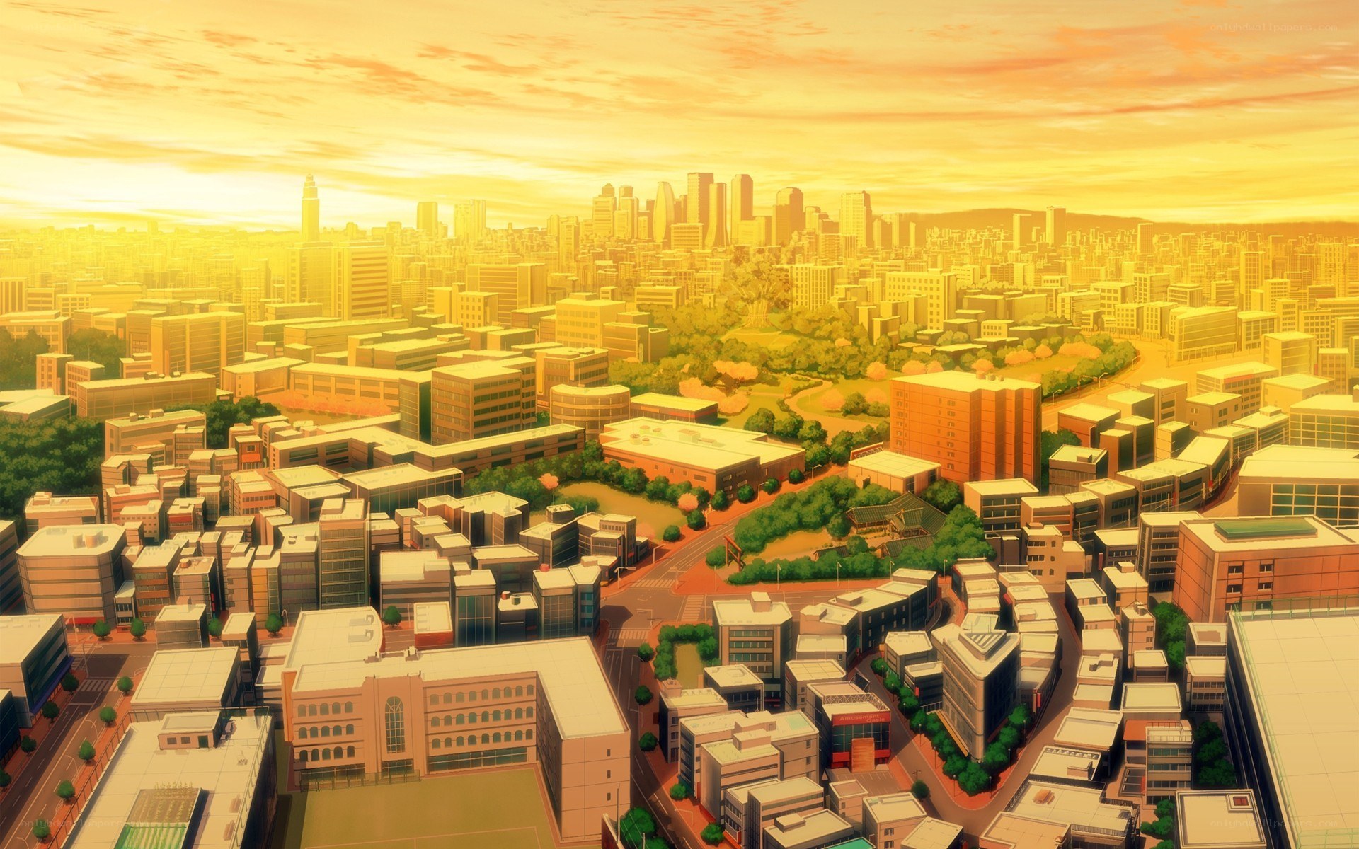 cityscape at sunset