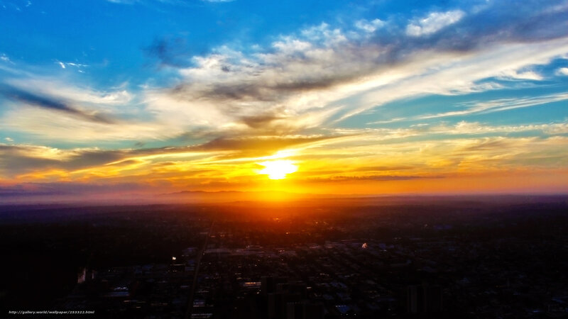 Cityscape at Sunset — Blue, Dramatic, Photograph, Sky