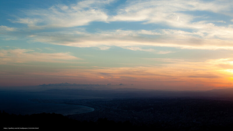 Cityscape at Sunset — Blue, Serene, Photograph