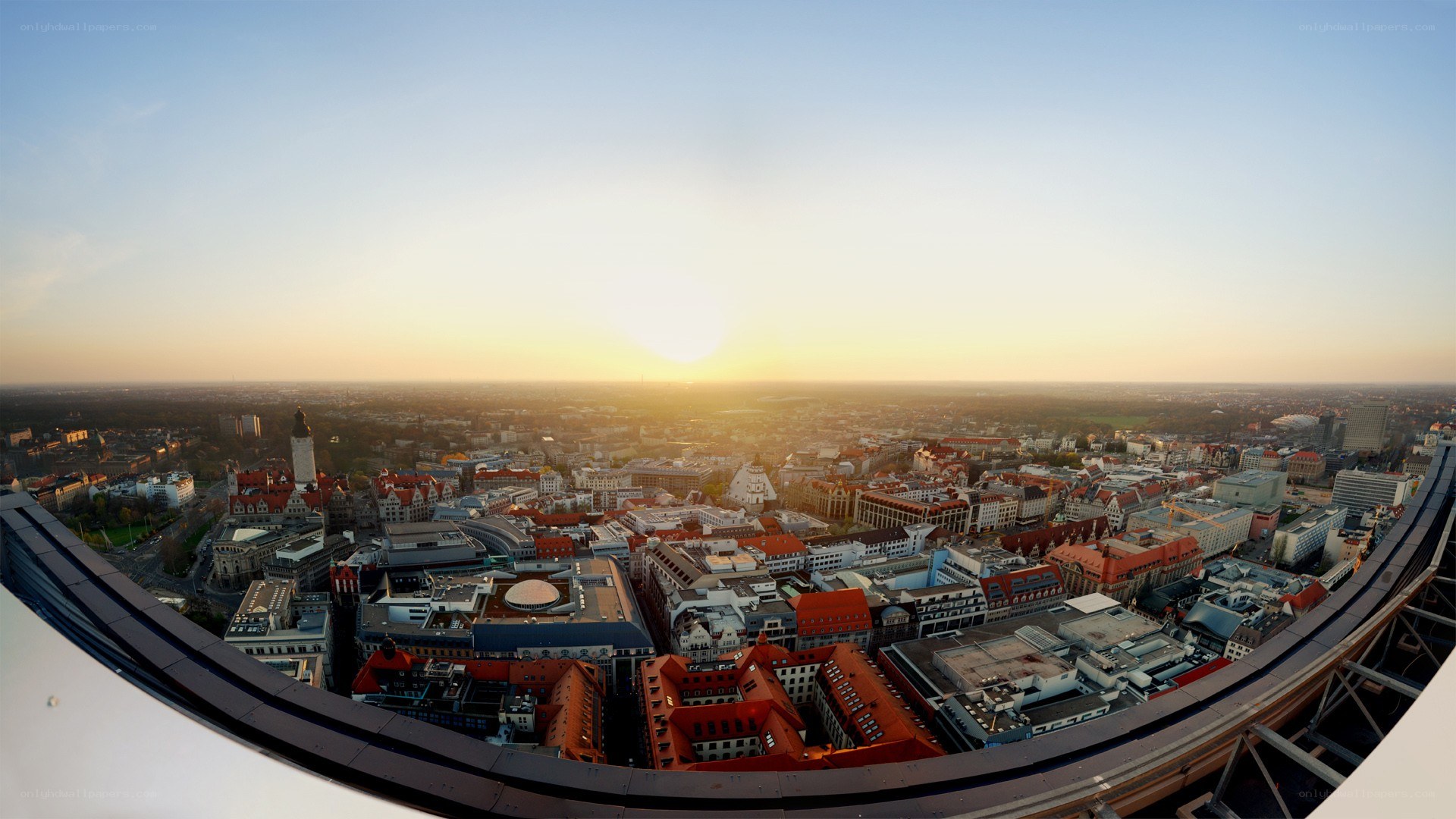 cityscape at sunset from high vantage