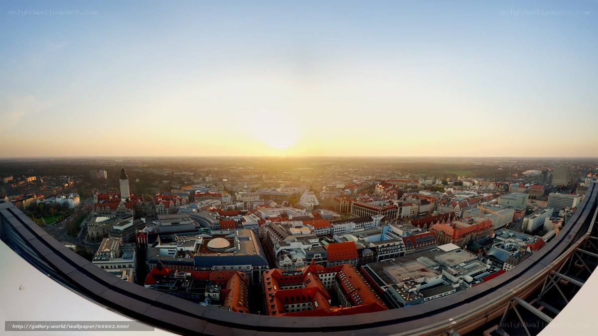 cityscape at sunset from tower