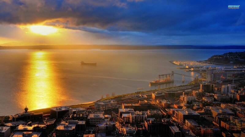 Cityscape at Sunset — Gold