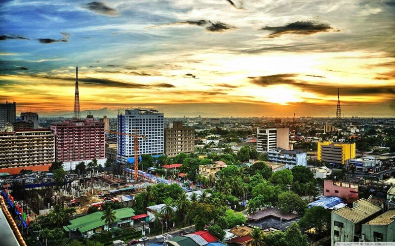 Cityscape at Sunset — Orange, Dramatic