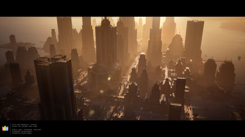 Cityscape at Sunset — Orange, Serene, 3d Render