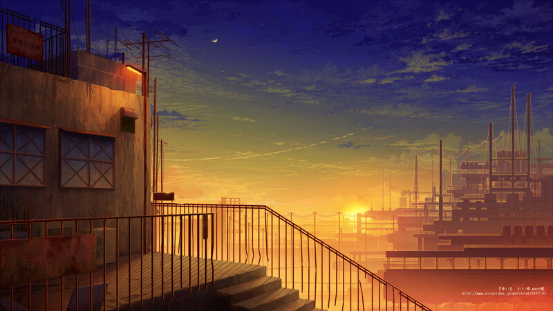 Cityscape at Sunset — Orange, Serene, Digital Art