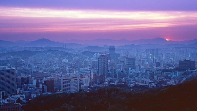 Cityscape at Sunset — Purple, Serene
