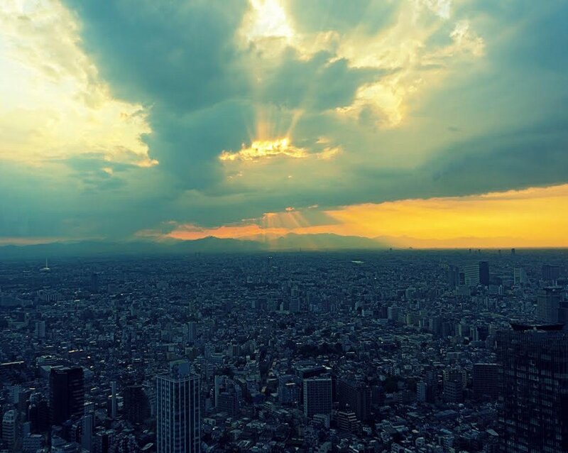 Cityscape at Sunset — Yellow, Dramatic, Photograph, Sky