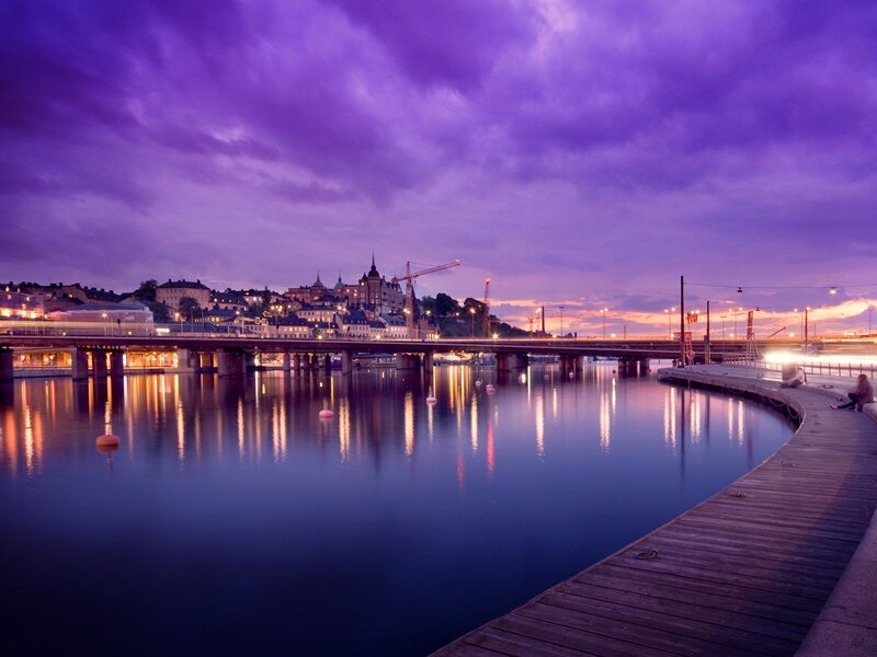 Cityscape at Twilight — Purple, Serene
