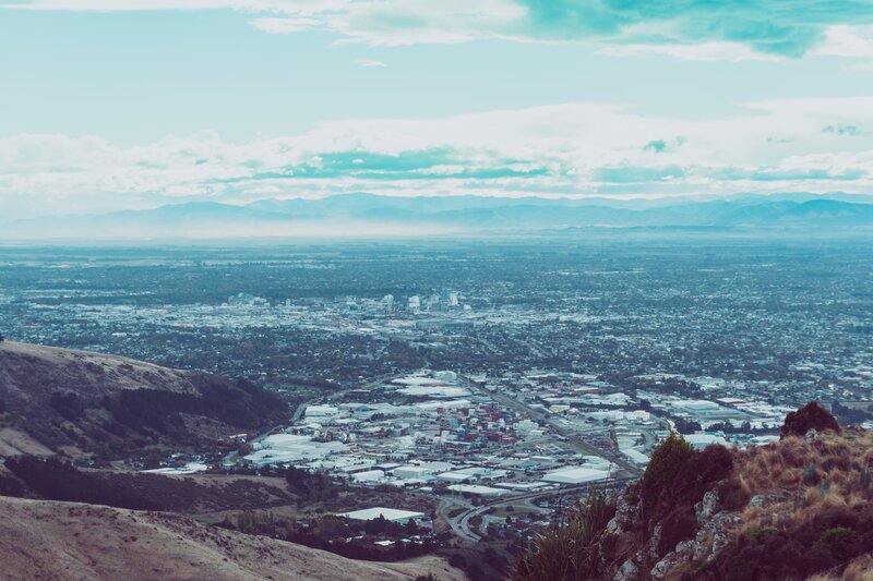 Cityscape from Hilltop — Blue, Serene