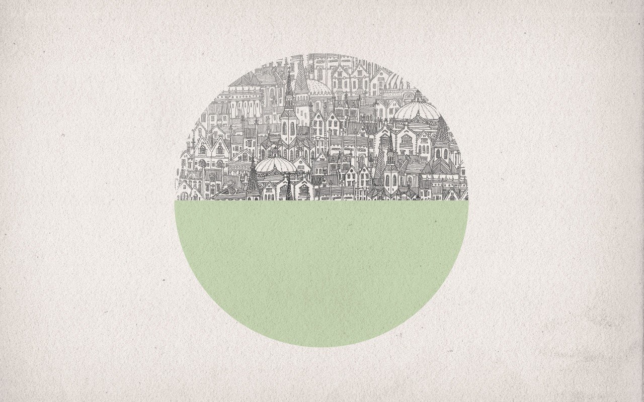cityscape in a circle
