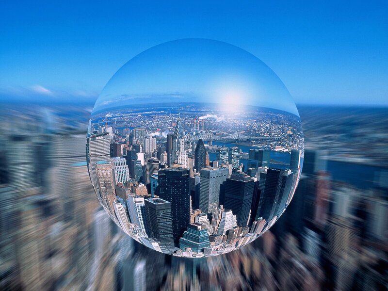 Cityscape in a glass sphere