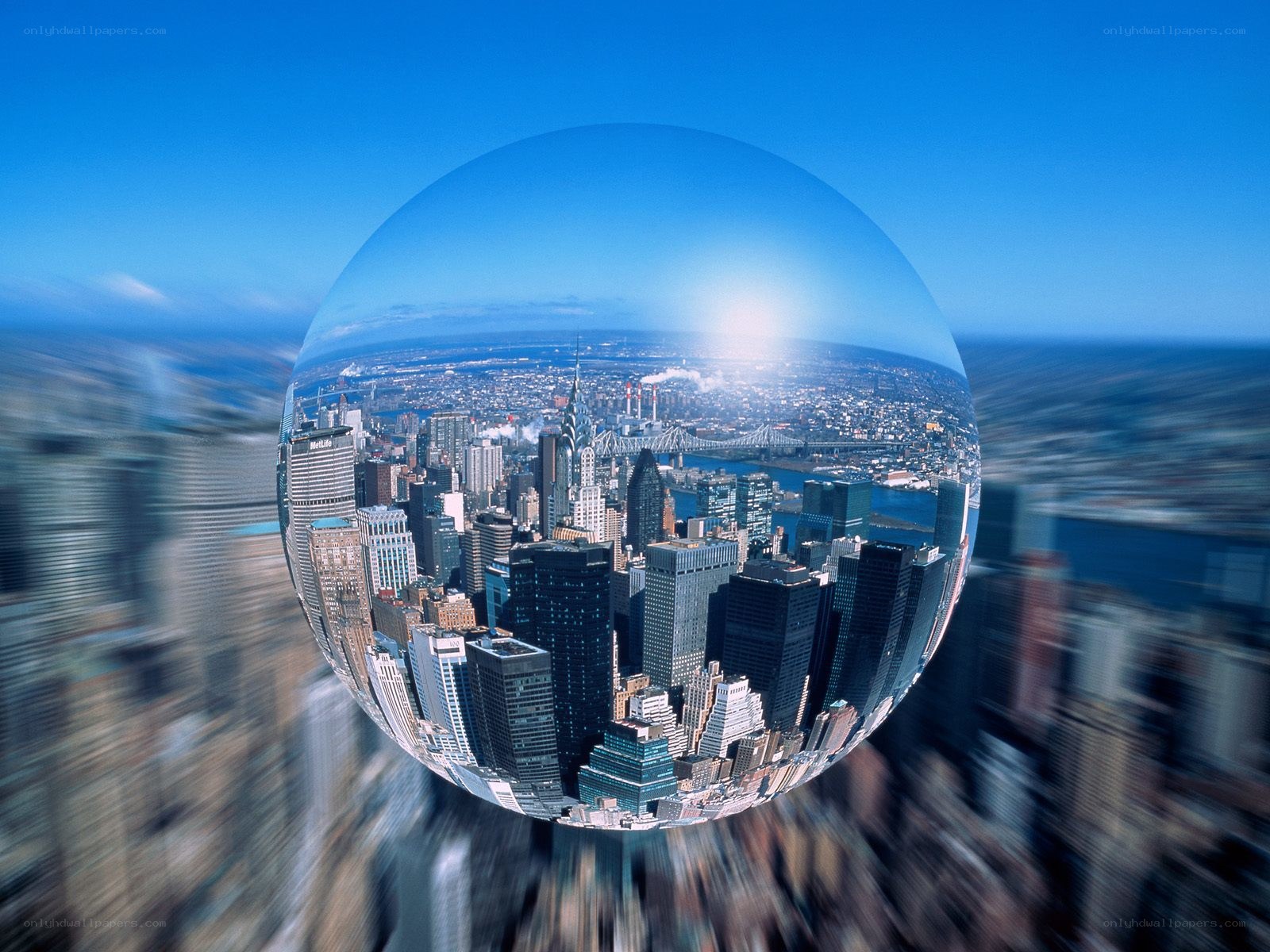 cityscape in a glass sphere