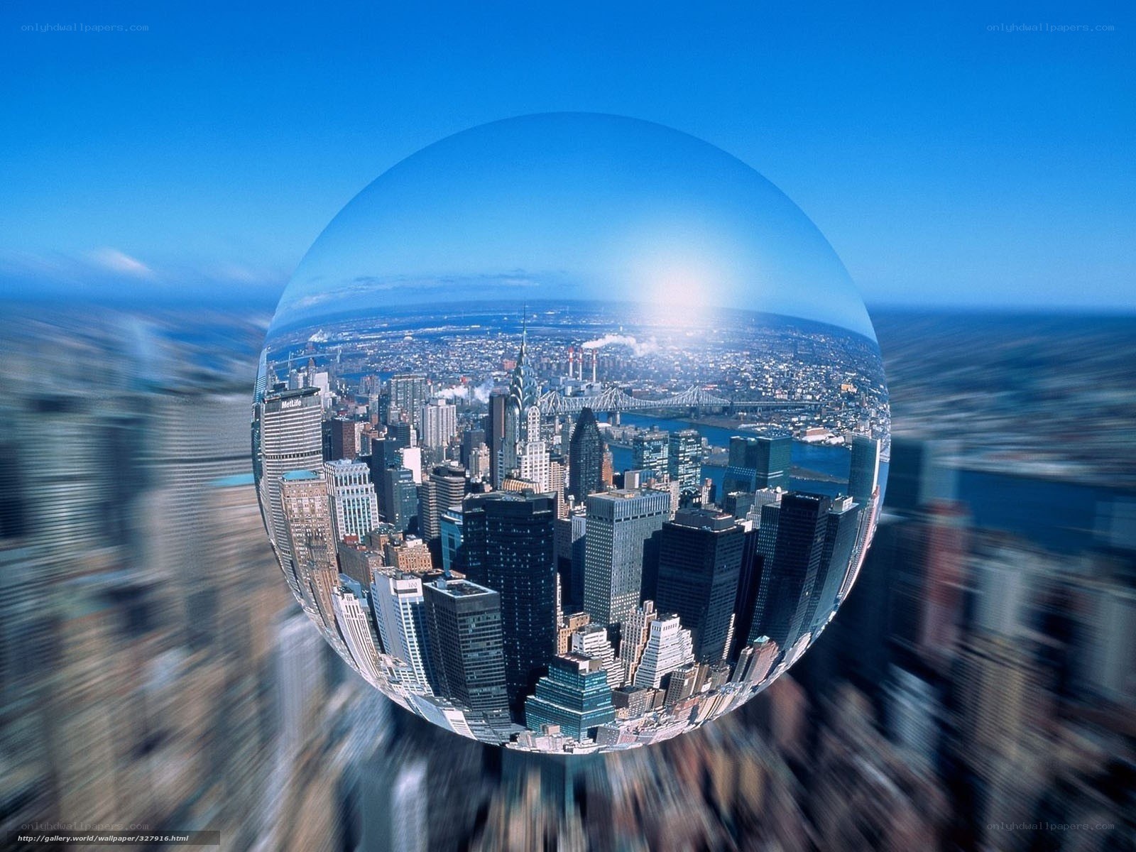 Cityscape in a glass sphere
