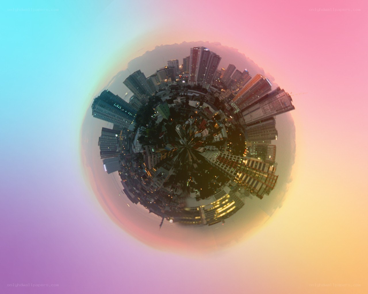 cityscape in a sphere