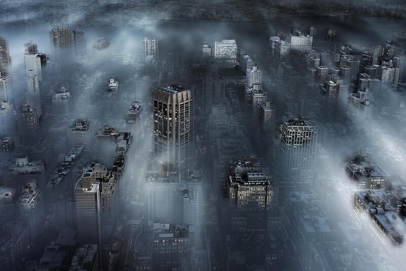Cityscape in Fog — Gray