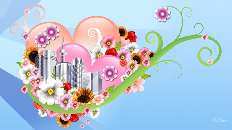 Cityscape in Heart Shape