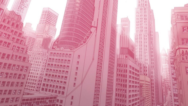 cityscape in pink tones