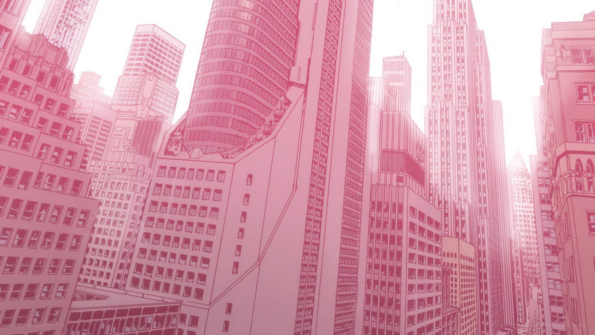 cityscape in pink tones