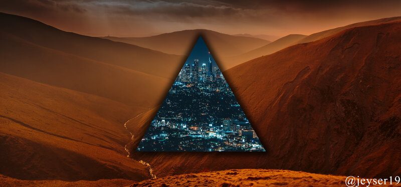 Cityscape in Triangle — Orange