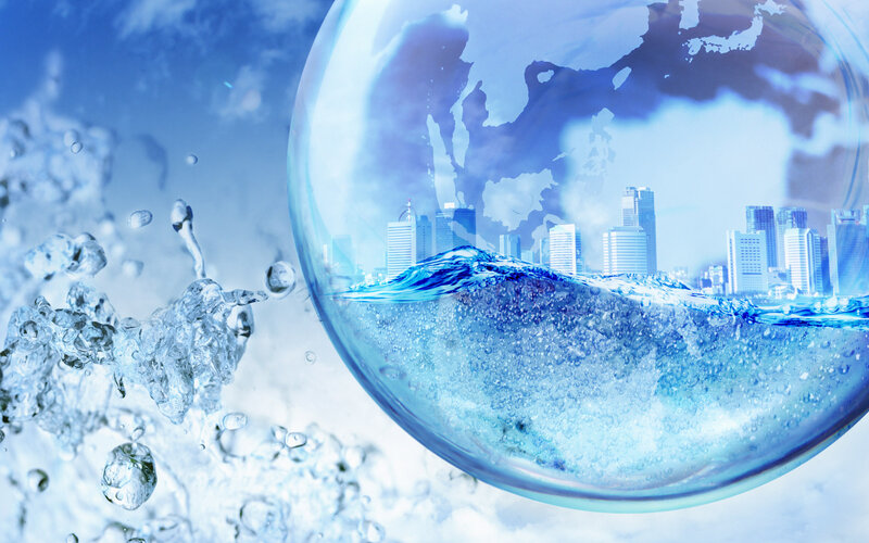 Cityscape in Water Sphere