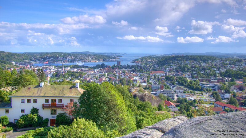 Cityscape of a Coastal Town