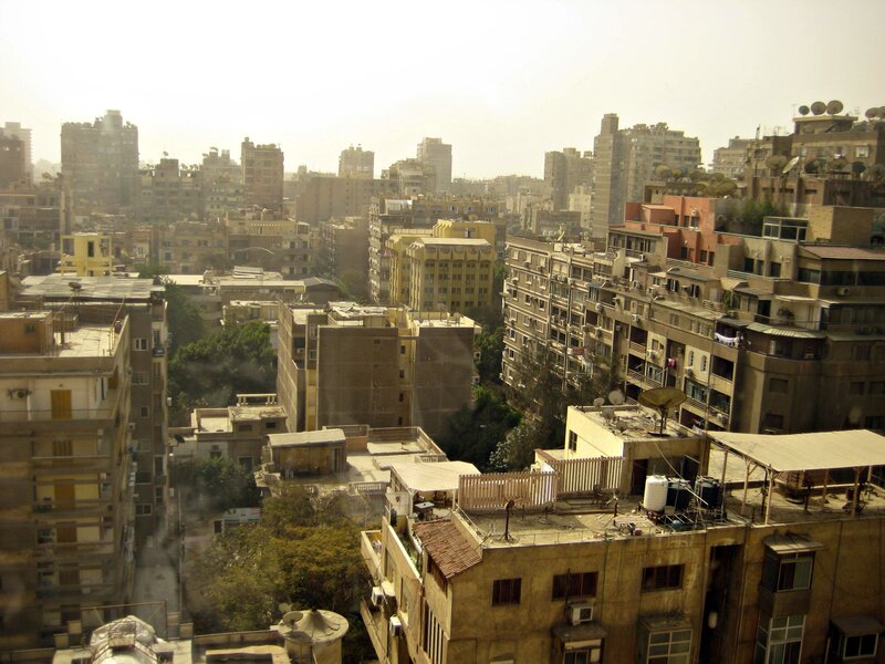 cityscape of dense urban buildings
