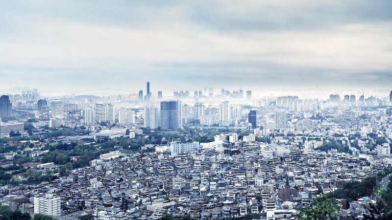 cityscape of seoul from a hill
