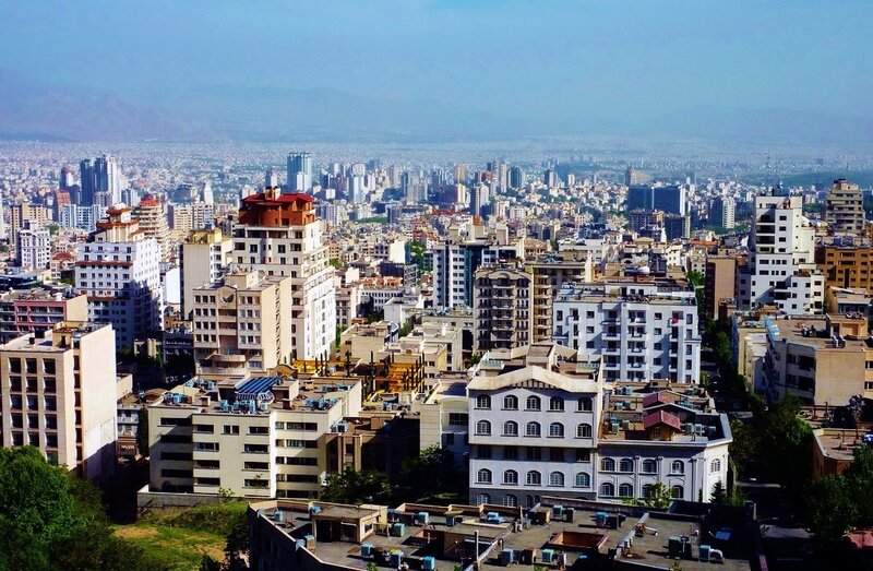 cityscape of tehran with mountains