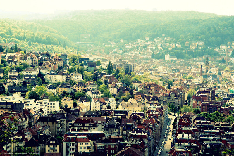 Cityscape on a Hill — Green