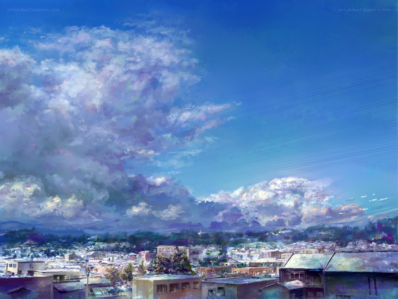 Cityscape under a vibrant sky