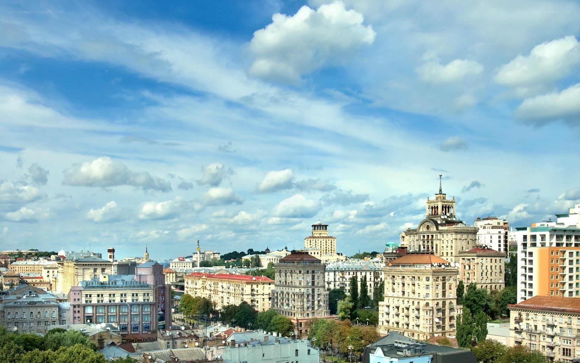 Cityscape under blue sky