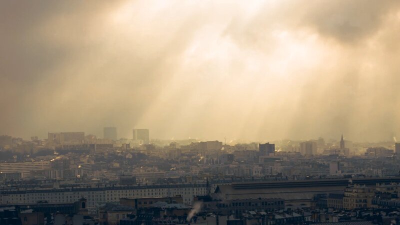 Cityscape under Cloudy Sky — Gray, Dramatic, Sunset