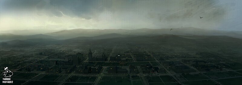 Cityscape under Cloudy Sky — Gray