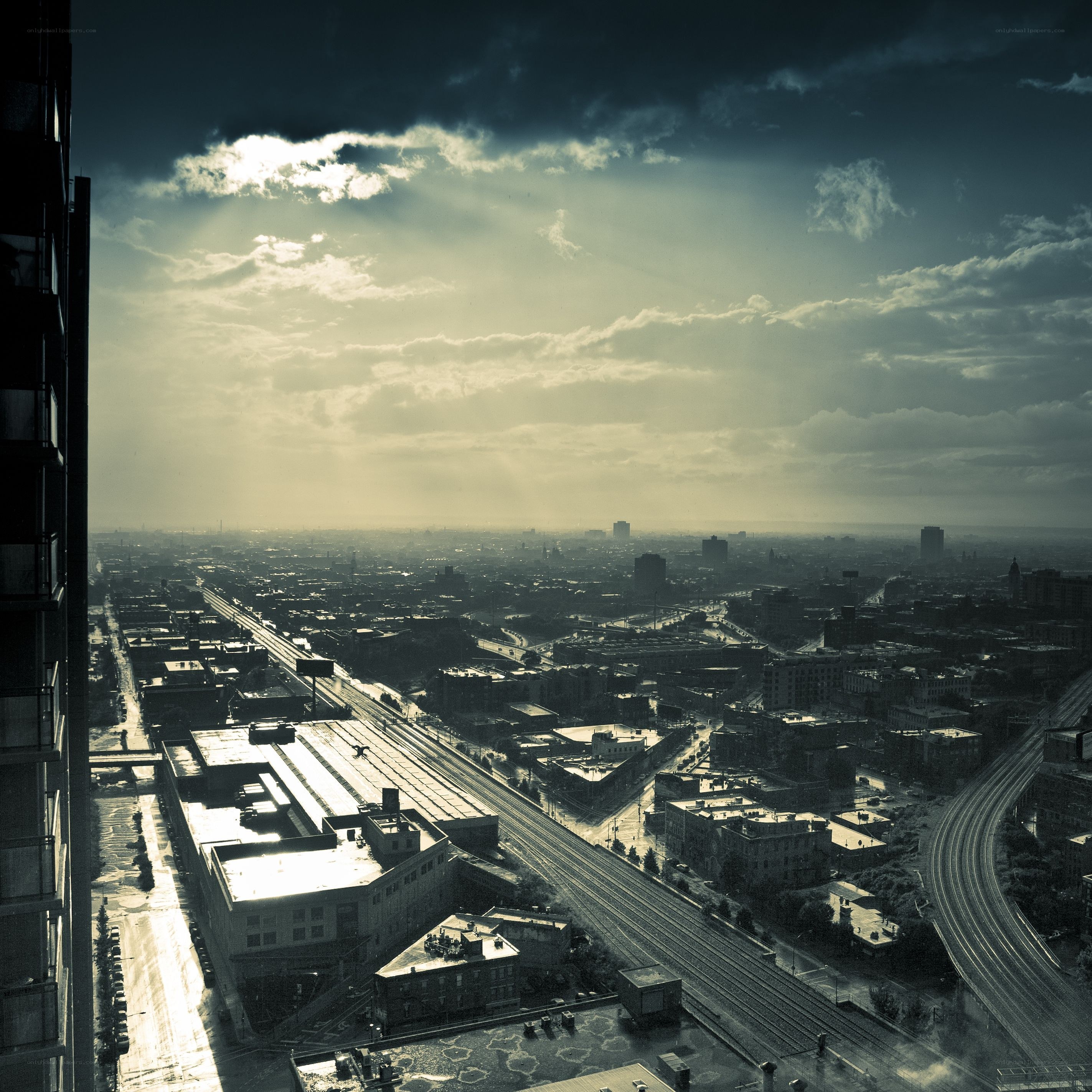 Cityscape under dramatic sky