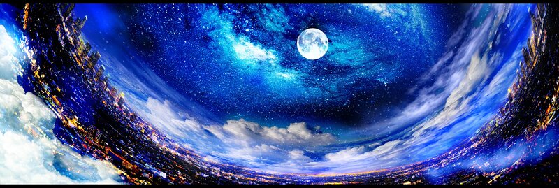Cityscape under Moonlit Sky