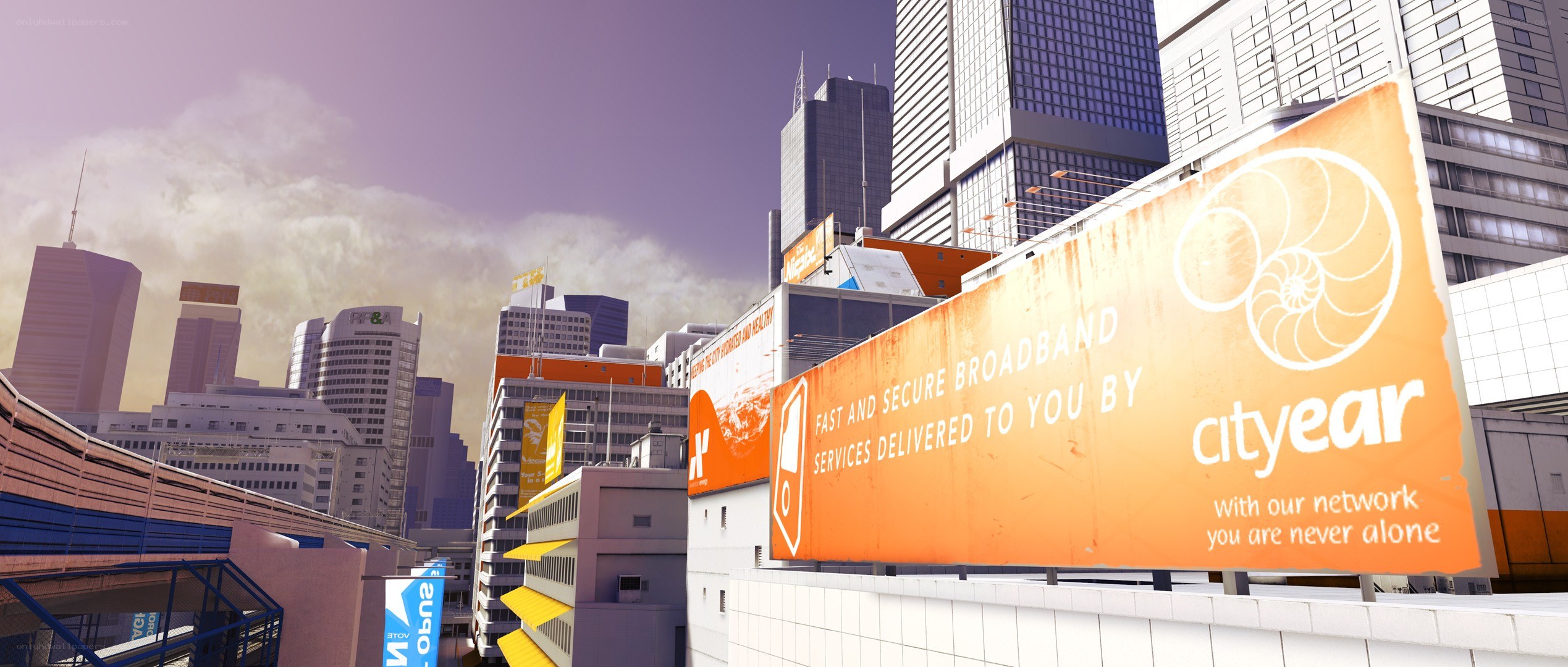 cityscape with advertising billboards
