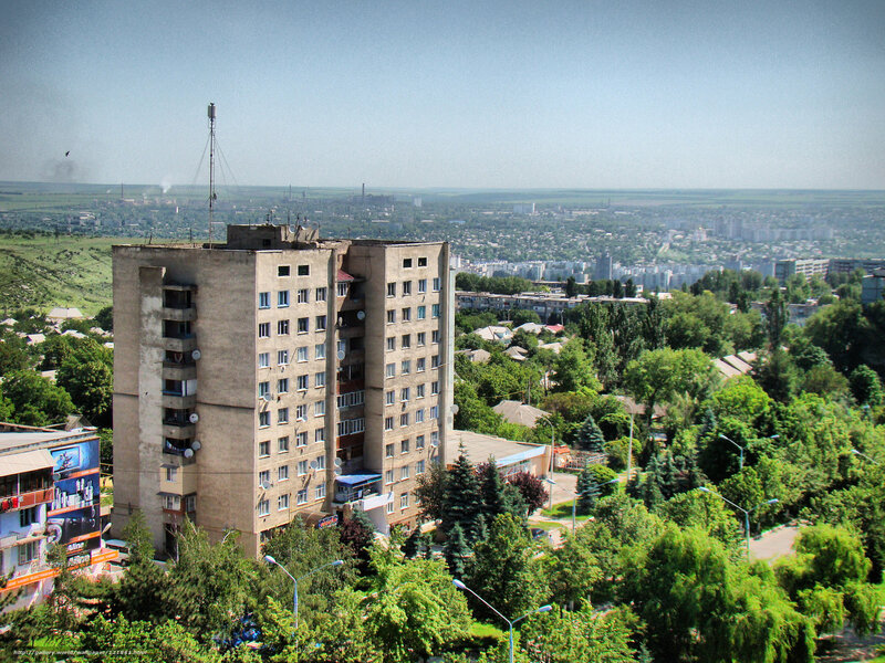Cityscape with apartment building