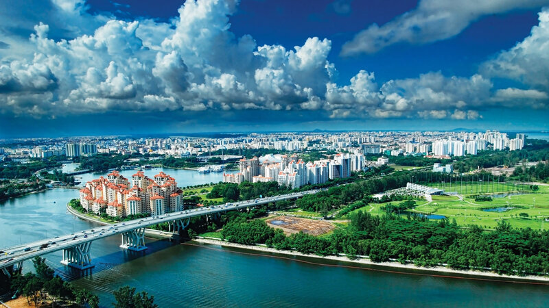 Cityscape with Bridge — Blue, Dramatic