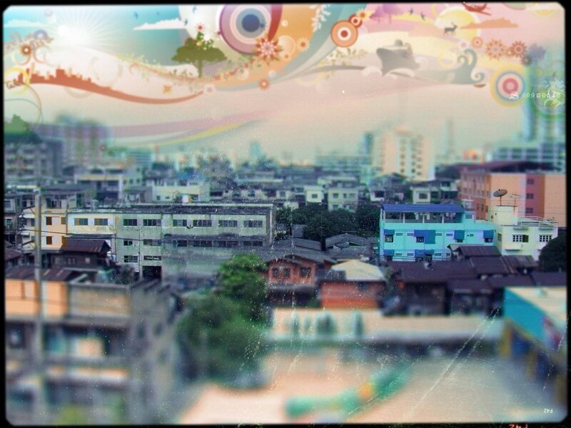 Cityscape with Buildings — Blue, Dreamy