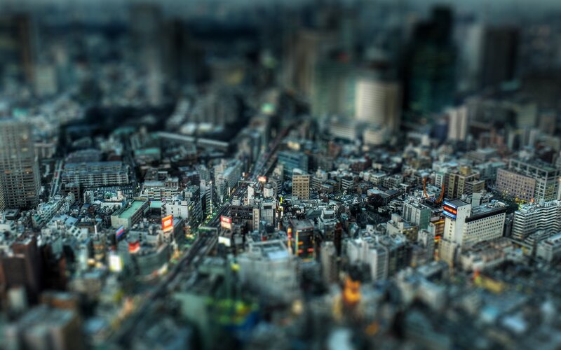 Cityscape with Buildings — Gray, Dramatic