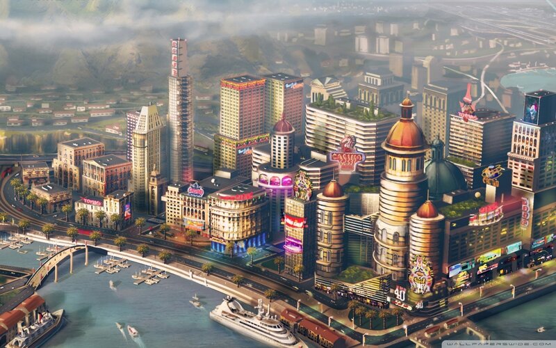 Cityscape with Casino Buildings