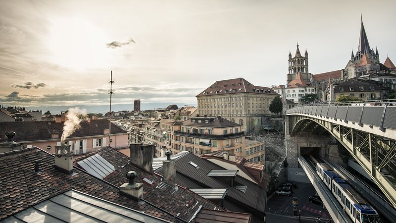 Cityscape with Cathedral — Gray, Serene