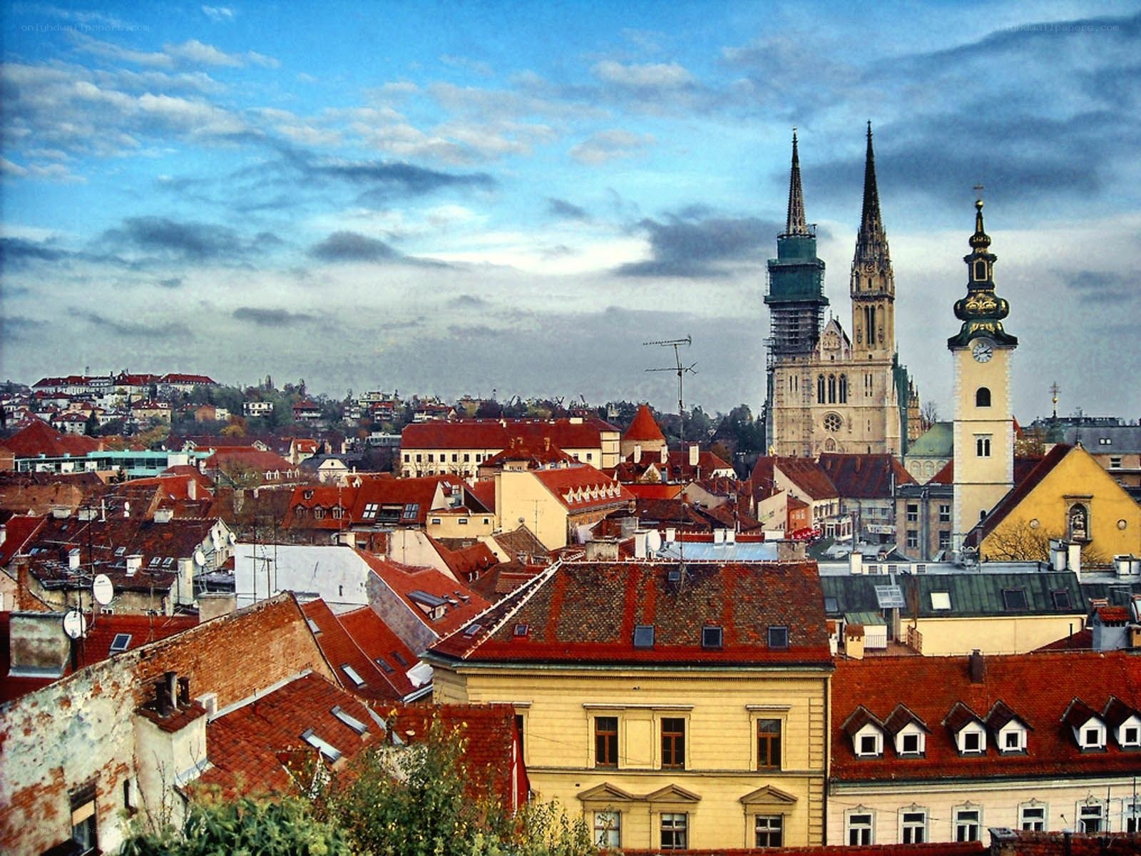 cityscape with cathedral spires