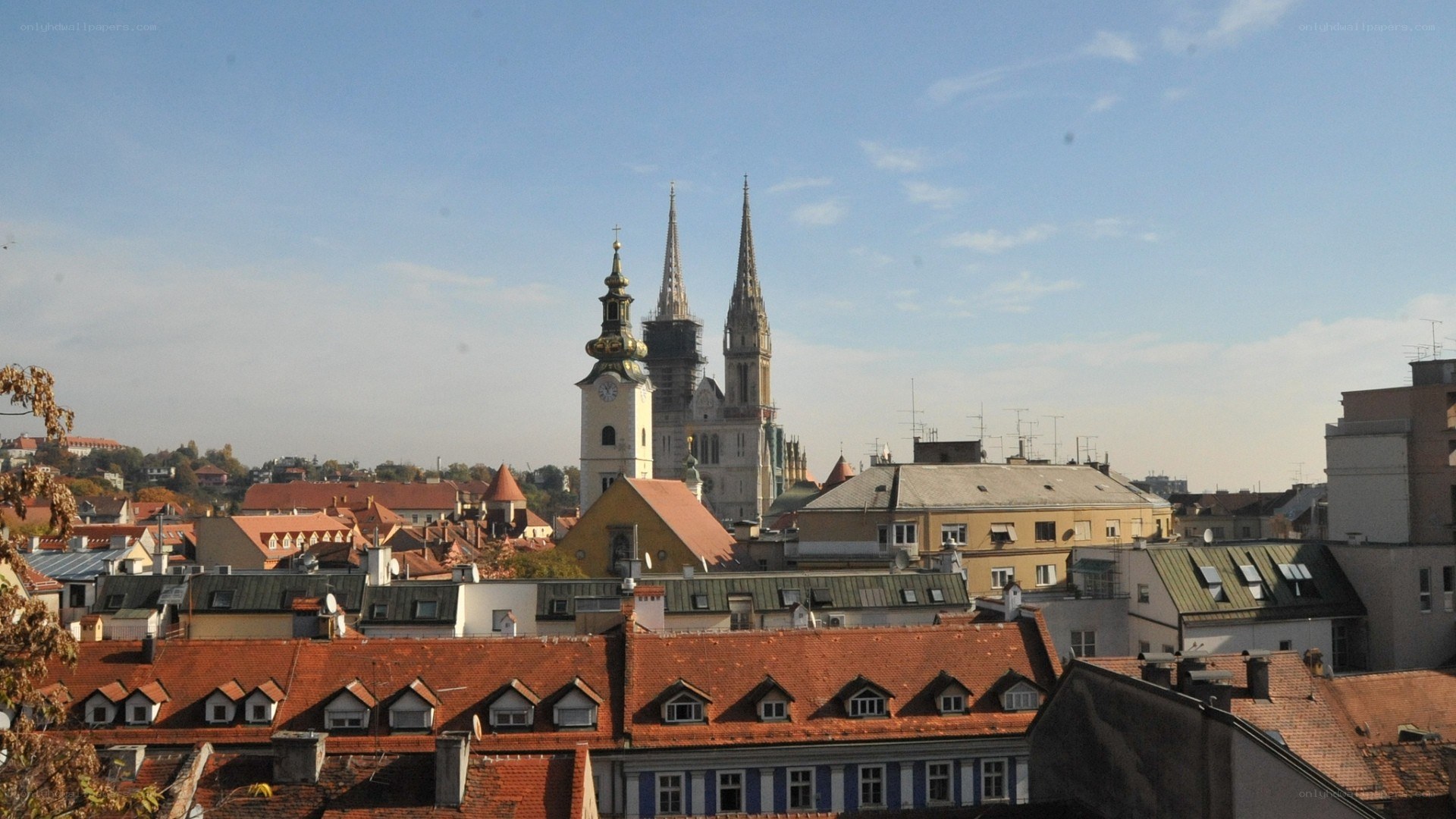 cityscape with cathedral spires