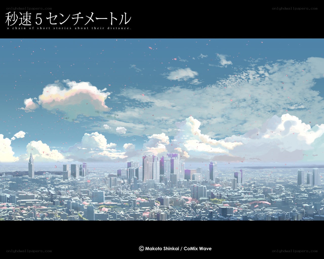 Cityscape with cherry blossoms