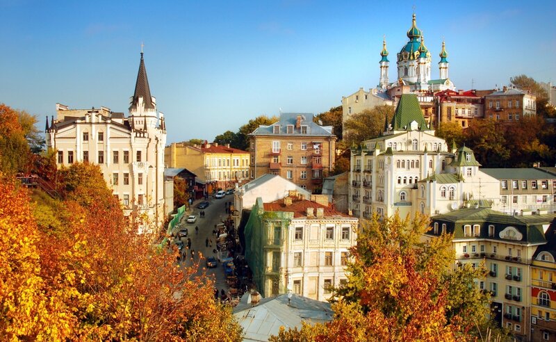 Cityscape with Church — Blue