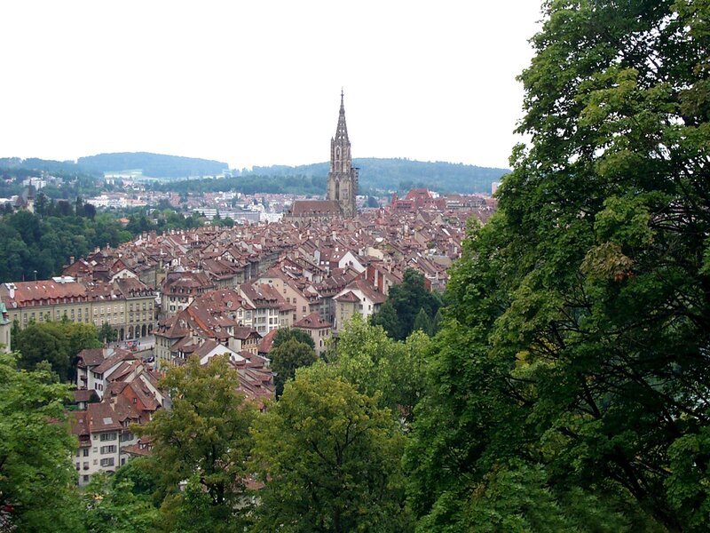 cityscape with church spire