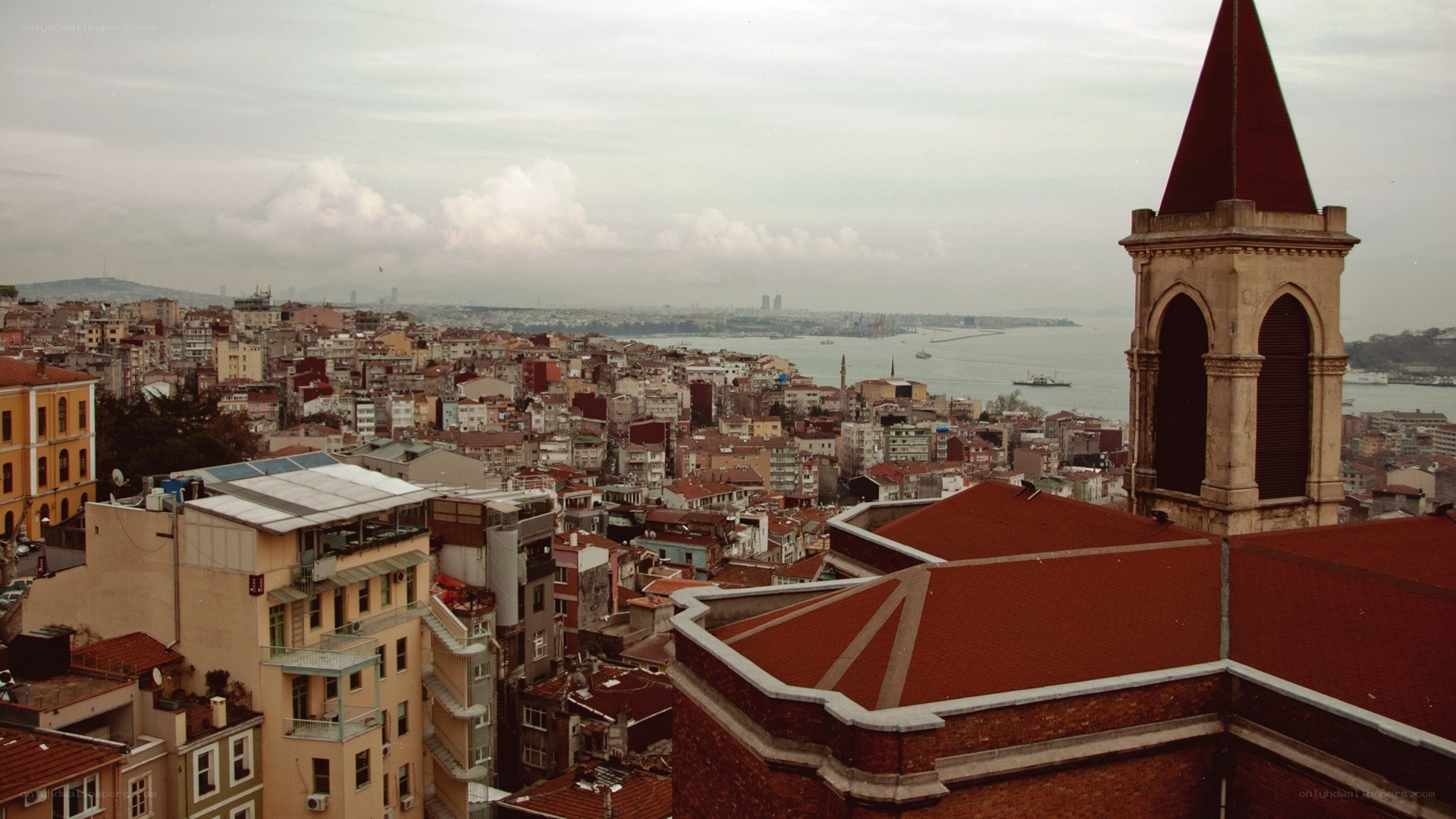 cityscape with church tower