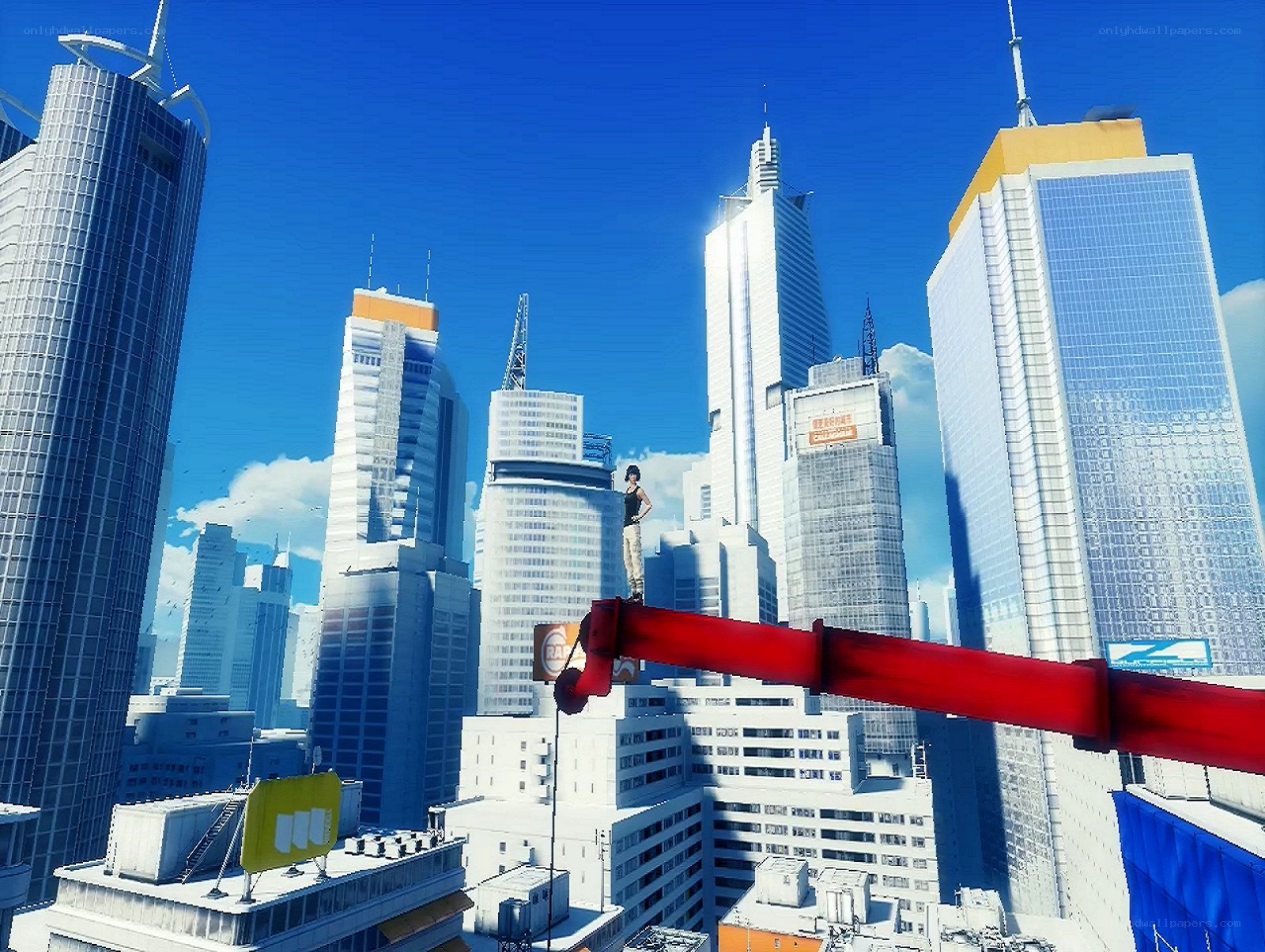cityscape with crane and figure