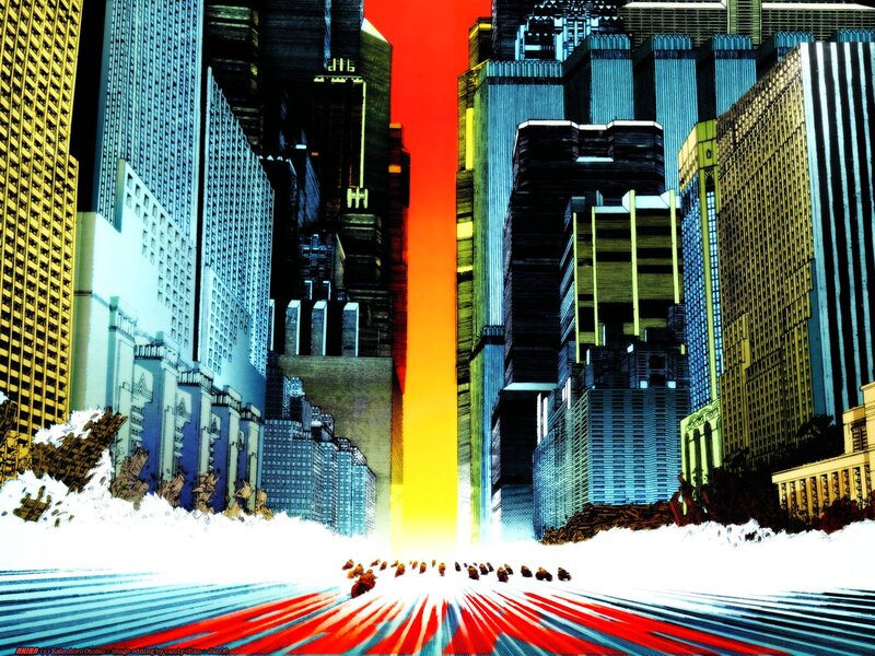 Cityscape with energy beam